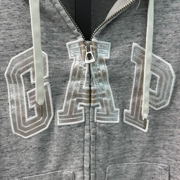 Gap Women’s Size Medium Gray Hooded Full Zipper Long Sleeve Jacket - Picture 2 of 8